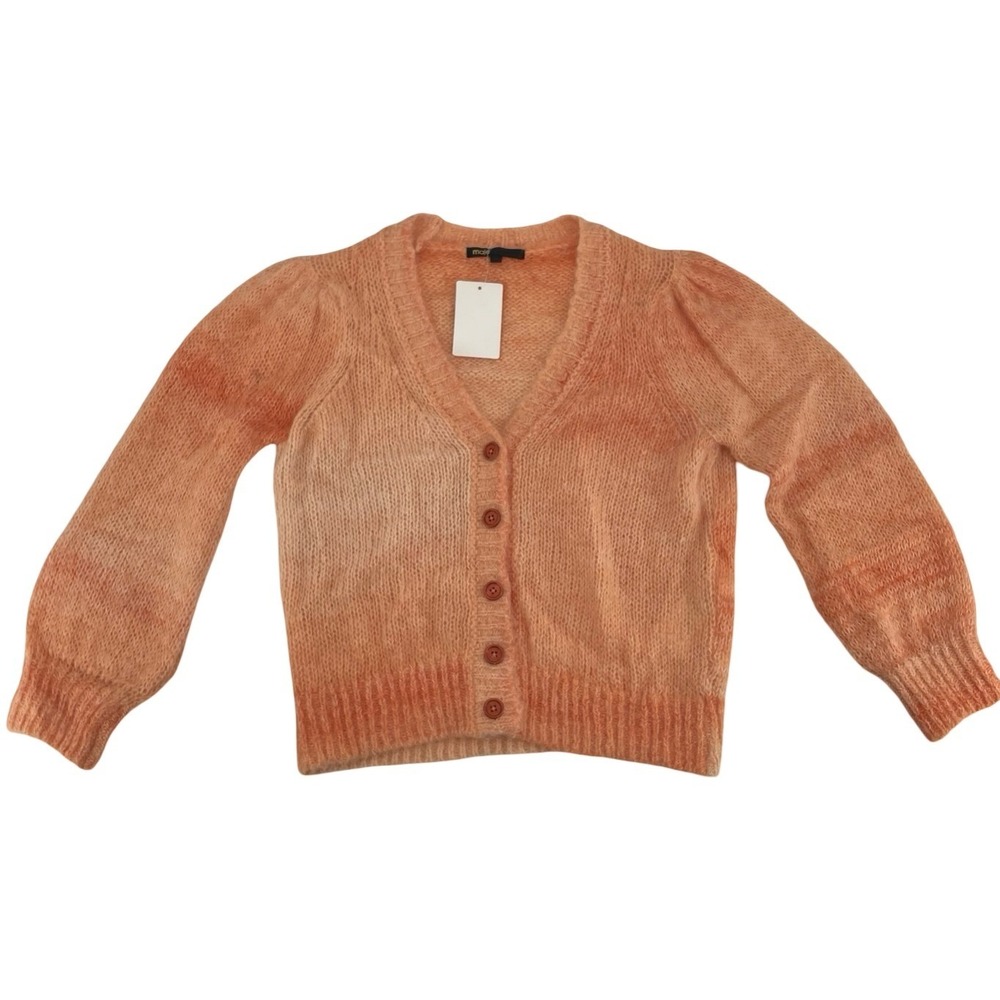 Maje Women's Cardigan Sweater Orange Space Dye Knit Size 1